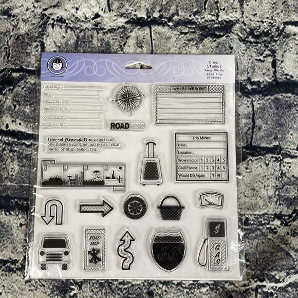 Lil Davis Other - Li'l Davis Designs AWAY WE GO ROAD TRIP Clear Acrylic Travel Clear Stamp Set
